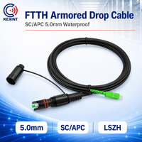 Cable de Fibra Óptica Blindado KEXINT FTTH SC/APC 5.0 Negro Corning, Cable de Conexión Impermeable, Cable de Fibra Óptica FTTH