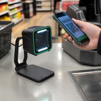 Lecteur de codes-barres 2D de bureau mains libres, détection automatique de codes QR POS, Plug & Play USB2.0/Type-C GT-8900A pour la vente au détail et les supermarchés