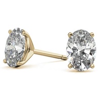 Boucles d'oreilles clous en argent sterling 925 certifié GRA avec moissanite véritable ovale glacée de 5x7 mm
