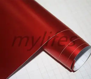 Bungkus Vinil Krom Satin Merah Premium, dengan Gelembung Udara Gratis untuk Penutup Foil Pembungkus Mobil/Lapisan Pembungkus Mobil Baru 1,5X20M