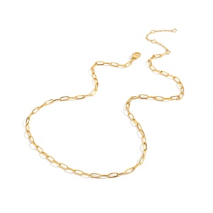 Women Accessories Jewelry Stainless Steel Gold Plating <strong>Paperclip</strong> <strong>Thick</strong> <strong>Chain</strong> Choker <strong>Necklace</strong> - Product Image 5