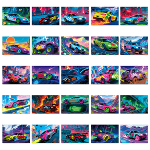 50pcs vente directe <span class=keywords><strong>moto</strong></span> autocollants décorés PVC imprimé découpé Cyber course scène affiche autocollants - Product Image 3
