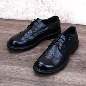Chaussures habillées en cuir véritable pour hommes, collection Printemps 2026, en cuir pleine fleur de vache, respirantes, anti-odeur, gaufrées et faites à la main - Product Image 1