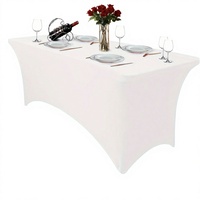 Nappe en spandex noire sur mesure de 6 pieds, ajustée pour table rectangulaire, sans plis et extensible, pour mariage et anniversaire
