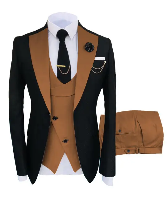 MOQ 1 pieces Popular fashion slim fit suit jacket 3 piece two-piece wedding formal pointed lapel wedding party men's suit custom