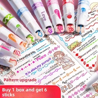 Stylo Marqueur Surligneur à Motif Floral Personnalisé, Design Ondulé, Ensemble de Stylos en Plastique Colorés pour Journalisation Étudiante