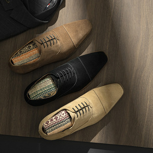 Chaussures habillées Oxford rétro pour hommes en cuir véritable et daim de vachette haut de gamme, style décontracté et formel, collection 2026, vente chaude - Product Image 1