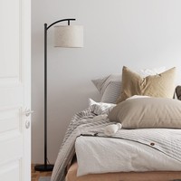 Lampe sur pied incurvée dorée réglable, ampoule LED 4000 lumens, abat-jour en lin pour salon, chambre à coucher, salle de lecture, garderie, lumière intense