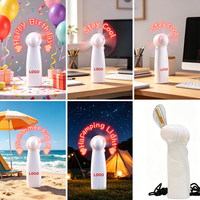 Mini Ventilatore LED Portatile con Messaggio Programmabile Personalizzabile, Ricarica USB Integrata, per Feste di Compleanno, Matrimoni, Rave