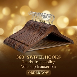 Cintres <span class=keywords><strong>en</strong></span> <span class=keywords><strong>bois</strong></span> massif pivotants à 360°, antidérapants, pour vêtements, vente <span class=keywords><strong>en</strong></span> gros à <span class=keywords><strong>prix</strong></span> avantageux - Product Image 6