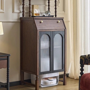 Retro Solid Wood Storage <b>Cabinet</b> With Robotic Vacuum Compartment Living Room Multifunction Display <b>Cabinet</b> - Product Image 3