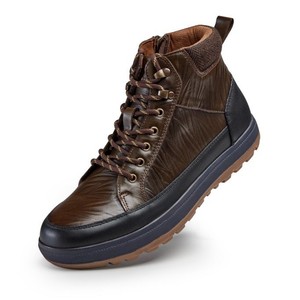 מכירה חמה לחורף עור בריטי סִגְנוֹן לגברים אמצע השוק עמיד למים נעלי הליכה נושמות לנשימה צבע אחיד ללא החלקה גיד בקר חם - Product Image 5