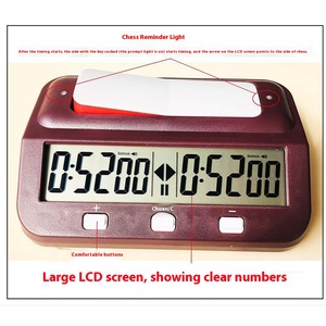 Hqt101 cờ vua Trung Quốc Đồng hồ hẹn giờ nhựa đi trò chơi đồng hồ với hình vuông có tính năng một bàn cờ trong giấy nguyên liệu - Product Image 2