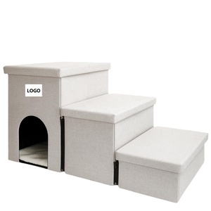 Escabeau pliable pour animaux de compagnie, pour petits chiens et chats, avec rangement pour lit et canapé, rampe portable avec espace de rangement, marches pour animaux de compagnie - Product Image 1