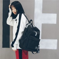 Mochila Casual de Nailon para Estudiantes de Secundaria y Preparatoria, Unisex, Transpirable, Impermeable, con Letras, de Doble Asa
