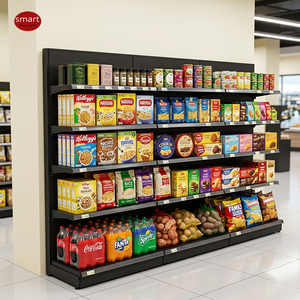Étagère gondole double face noir mat à dos plein, présentoir commercial pour l'industrie agroalimentaire et la chaîne d'approvisionnement des entreprises - Product Image 4