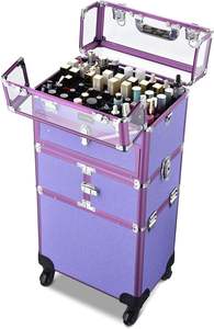 กระเป๋าเครื่องสำอางแฟชั่นแบบ2-in-1, กระเป๋าเครื่องสำอางแบบเปิดปิดพร้อมอุปกรณ์จัดระเบียบยาทาเล็บ - Product Image 5