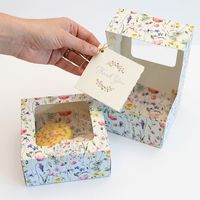 Boîte alimentaire pop-up en papier kraft biodégradable et écologique à motif de fleurs sauvages, pour la restauration à emporter et l'emballage de la restauration rapide