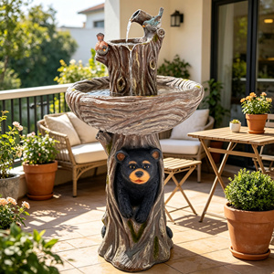Fontaine d'eau à deux niveaux en forme de sculpture d'arbre, d'ours noir et d'<span class=keywords><strong>oiseau</strong></span> pour pelouse et jardin, vente en gros, décoration - Product Image 5
