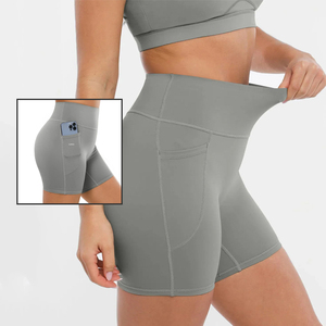<span class=keywords><strong>Short</strong></span> de sport pour <span class=keywords><strong>femme</strong></span> de haute qualité, personnalisé, taille haute, extensible, respirant, anti-transpiration, avec <span class=keywords><strong>poche</strong></span> latérale, idéal pour le fitness, le yoga, la gym et le cyclisme - Product Image 1