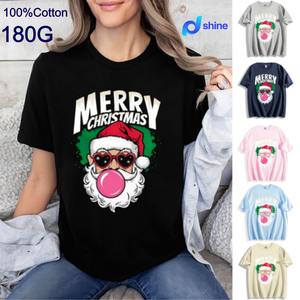 High Quality Eco-Friendly Twill 180G Regular Fit Women's <strong>T</strong>-<strong>Shirt</strong> Customizable Colors &amp; Logo Printed Christmas Halloween Design - Product Image 1