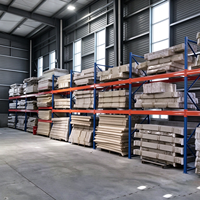 Étagère de stockage de palettes à charge lourde avec montants bleus et poutres orange pour entrepôt d'usine et centre de distribution