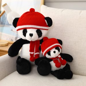 Classico <span class=keywords><strong>Panda</strong></span> Bianco e <span class=keywords><strong>Nero</strong></span> di Peluche con Abito Lavorato a Maglia con Pompon - Product Image 3