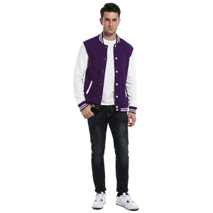 Hot Selling Custom Made <b>Men's</b> Cotton Varsity <b>Jackets</b> with Stand Collar and Front Logo Breathable Winter <b>Jackets</b> Wholesale - Product Image 1