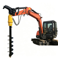 Tarière hydraulique montée sur excavatrice RB, à moteur essence/diesel, robuste, avec tige de forage à vis, moteur et boîte de vitesses pour le forage du sol