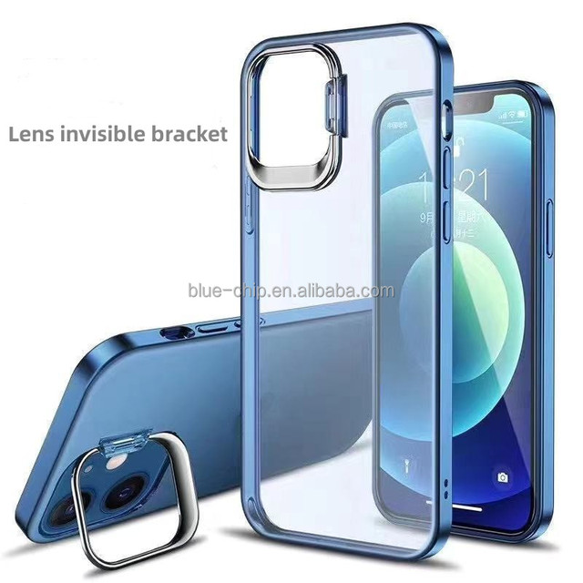 Ultra-Thin New Design Anti-Fall Mobile Phone Case for iPhone 15 Pro Max 14 Pro Invisible Bracket & Electroplate Special Craft