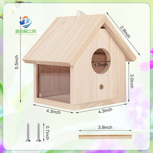Houten Vogelhuisje Met Baars & Slot: Milieuvriendelijk Onderdak Voor Het Aantrekken Van Vogels Naar Achtertuinen, Tuinen Als Charmant Decor - Product Image 5