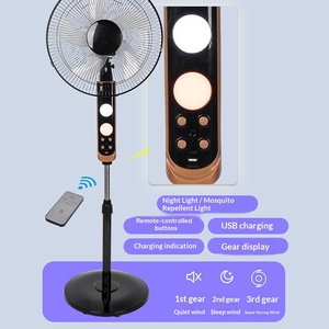 16 Inch Solar Rechargeable Standing Fan With LED <b>Light</b> Long Standby Indoor Outdoor <b>Emergency</b> Fan - Product Image 2