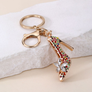 Pendant Diamond Hollow Heels Metal Backpack Keychain Cute Creative Small Gifts High-heeled Shoes Rhinestone <b>Key</b> <b>Chains</b> for Women - Product Image 2