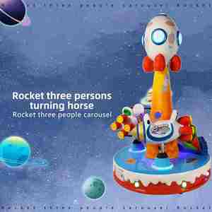 Popular Fiberglass Carousel Children's Play Equipment Coin-operated Three-person Carousel Arcade <b>Game</b> Consoles for Sale - Product Image 6