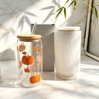 Gobelet en verre réutilisable transparent en borosilicate de 16 oz avec paille, idéal pour Coca-Cola, café glacé, tasse à boisson portable pour la maison et le café