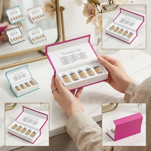 Customize Logo <strong>Book</strong> Shaped <strong>Essential</strong> Oil &amp; Cosmetic Packaging Boxes 3-10ml Vial UV Coating Luxury Eye/Face Serum Gift Box - Product Image 1