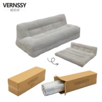 Canapé-lit compressé trois places VERNSSY en velours côtelé avec mousse à mémoire de forme, emballé sous vide, pliable, pour salon