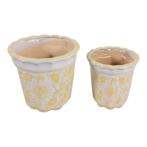 Eleganti Vasi Rotondi in Gres con Bordo Ondulato, Contenitori Decorativi in Ceramica per Piante da Interno ed Esterno - Product Image 4