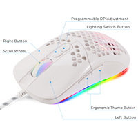 Souris de jeu optique USB TASSO YCM-04 78g légère avec rétroéclairage RGB en nid d'abeille, 7200 DPI, programmable, pour droitier, PC portable, en stock