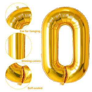 Fungram Popular America Slim 50 pulgadas oro <span class=keywords><strong>Super</strong></span> gran número globos decoración de fiesta de cumpleaños 0-9 globos de helio globos de aluminio - Product Image 3