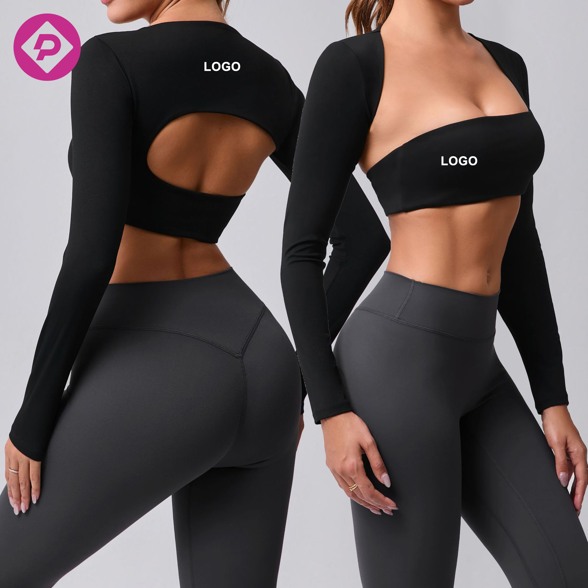 Asymmetric Women Sexy Long Sleeve Yoga Top Quick Drying Running Short Shirts Breathable Women's Sports T-shirt