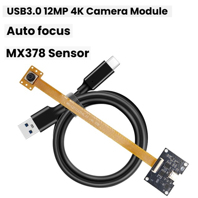 IMX378 12MP 4K USB3.0 Type-C Camera Module 4048*3024 30FPS Auto Focus M12Lens 2D 3D DNR UVC Windows Android Linux Industrial