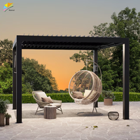 Pergola Bioclimatique Motorisée en Aluminium 3x3 avec Lamelles Latérales Extérieures Rétractables pour Terrazzo