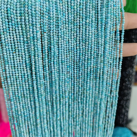2mm Naturel Turquoise Perles Lâches Bleu Turquoise Facettes Rondes Micro Perles Long Strand Fabrication de Bijoux Perles
