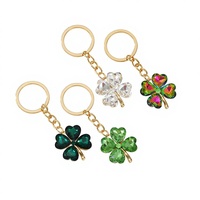 Mini porte-clés trèfle à quatre feuilles en cristal avec strass, pendentif brillant pour sac, breloque de sac à main pour femme, accessoire de mode quotidien, cadeau
