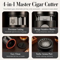 Coupe-cigares de bureau multifonctionnel 4-en-1, coupe en V multi-calibre, diffuseur d'arômes haut de gamme en acier inoxydable, métal premium