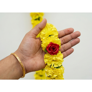 Guirnalda de Flores Artificiales de Caléndula Amarilla y Roja, Decoración Floral Colgante para Bodas, Festivales, Templos y Decoración del Hogar - Product Image 1