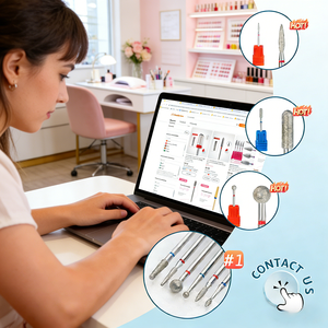 Đầu mài móng kim cương mạ điện chuyên nghiệp, mũi mài màu xanh lam cá nhân hóa với cán 2.35mm để làm mịn nhẹ nhàng (cỡ hạt trung bình) - Product Image 2