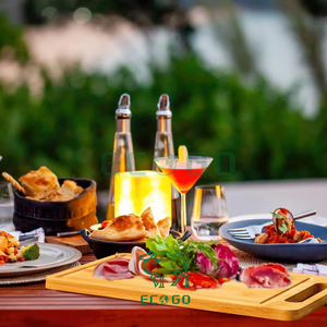 Tabla de cortar de madera ecológica personalizada directa de fábrica con tabla de cortar de madera de bambú con ranura para preparación de alimentos de cocina - Product Image 2