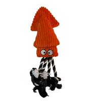 Jouets en peluche en forme de calmar avec cordes en coton pour chiens - Soulagement de l'anxiété et design mignon interactif pour une utilisation en intérieur/extérieur